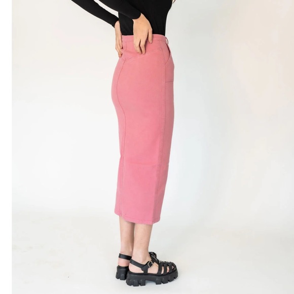 MIDI DENIM SKIRT WITH FRONT SLIT - Picture 5 of 8